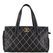 Pre-owned Leather chanel-bags Chanel Vintage , Black , Dames