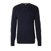 Blauwe Gevlochten Crewneck Trui Boss , Blue , Heren