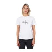 Wit Logo Katoenen T-shirt Calvin Klein , White , Dames