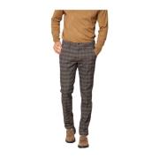 Slim Fit Katoenen Chino Broek met Glen Check Patroon Mason's , Gray , ...