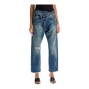 Asymmetrische Denim Crossover Jeans R13 , Blue , Dames