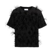 Verenapplicatie Korte Mouw T-shirt Weili Zheng , Black , Dames