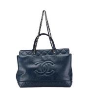 Pre-owned Leather handbags Chanel Vintage , Blue , Dames