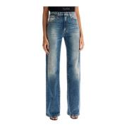 Flared Denim Jeans met Distressed Details R13 , Blue , Dames