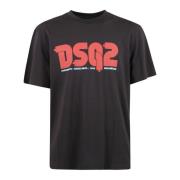 Casual Katoenen T-shirt Dsquared2 , Black , Heren