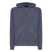 Blauwe Fusion Wol Hooded Rits Sweater K-Way , Blue , Heren