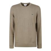 Beige Katoenen Trui Girocollo Stijl Lacoste , Beige , Heren