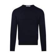 Navy Ronde Hals Sweater Cashmere Company , Blue , Heren