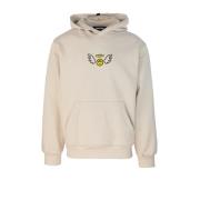 Ruimvallende Hoodie met Print voor en achter Barrow , Beige , Heren