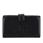 Pre-owned Leather wallets Chanel Vintage , Black , Dames