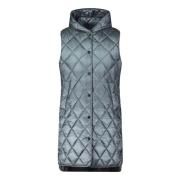 Trendy Hooded Lange Gewatteerde Vest Amber & June , Gray , Dames