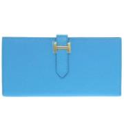 Pre-owned Leather wallets Hermès Vintage , Blue , Dames