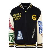 Zwarte Varsity Jack met Grafische Inzetstukken Barrow , Black , Heren