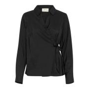 Pitch Black Asymmetrische Shirt Blouse Cream , Black , Dames