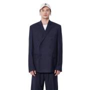 Blauwe Pinstripes Double-Breasted Blazer 424 , Blue , Heren