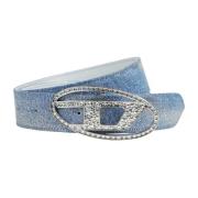 Ovaal Logo Strass Riem Diesel , Blue , Dames