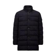 Stijlvolle wollen jas met verborgen capuchon Moncler , Blue , Heren