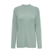 Losse Highneck Pullover Gebreid Only , Green , Dames