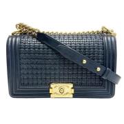 Pre-owned Leather chanel-bags Chanel Vintage , Blue , Dames