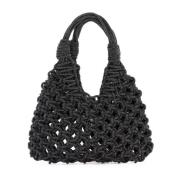 Kristalversierde leren handtas Hibourama , Black , Dames