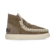 Bruine Suède Leren Sneakers met Wolsteken Mou , Brown , Dames