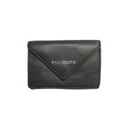 Pre-owned Leather wallets Balenciaga Vintage , Gray , Dames