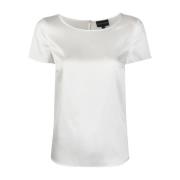 Witte Blouse met Korte Mouwen van Zijdeblend Emporio Armani , White , ...