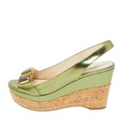 Pre-owned Leather sandals Prada Vintage , Green , Dames