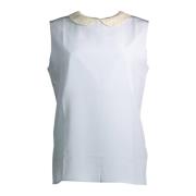 Lichtblauwe Zijden Tops T-Shirt Gant , White , Dames