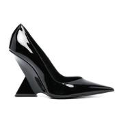 Zwarte Leren Pumps met Puntige Neus The Attico , Black , Dames