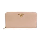 Pre-owned Leather wallets Prada Vintage , Beige , Dames