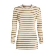 Gestreepte longsleeve top Penn&Ink N.Y , Beige , Dames