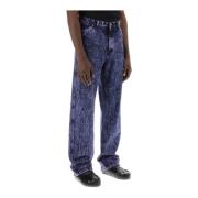 Gemarmerde Denim Jeans Losse Pasvorm Rechte Pijp Marni , Purple , Here...