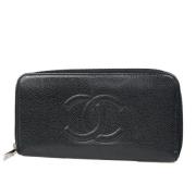 Pre-owned Leather wallets Chanel Vintage , Black , Dames