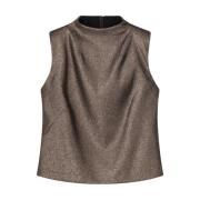 Glitter Mouwloze Top Summum Woman , Brown , Dames