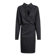 Grijze Wrap Jurk Elegante V-Hals Philosophy di Lorenzo Serafini , Blac...