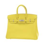 Pre-owned Leather handbags Hermès Vintage , Yellow , Dames