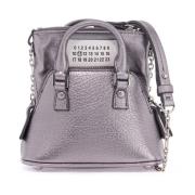 Metallic Leren Babytas met Ketting Maison Margiela , Gray , Dames