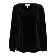 Zwarte V-hals Blouse Madispw Stijl Part Two , Black , Dames