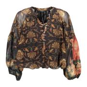 Zwarte Polyester Shirt met Knopen en Elastische Taille Desigual , Blac...