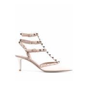 Rockstud Leren Pumps Valentino , Beige , Dames