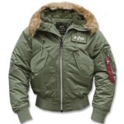 Groene Hooded Flight Jacket Alpha Industries , Green , Heren