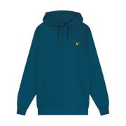 Navy Blauwe Hoodie met Adelaar Logo Lyle & Scott , Blue , Heren