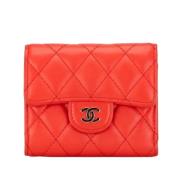 Pre-owned Leather wallets Chanel Vintage , Orange , Dames