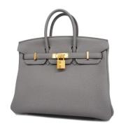 Pre-owned Leather handbags Hermès Vintage , Gray , Dames