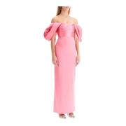 Elegante Sian Lange Jurk met Ballonmouwen Solace London , Pink , Dames