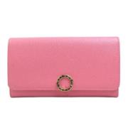 Pre-owned Leather wallets Bvlgari Vintage , Pink , Dames