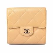 Pre-owned Leather wallets Chanel Vintage , Beige , Dames