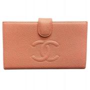 Pre-owned Leather wallets Chanel Vintage , Orange , Dames