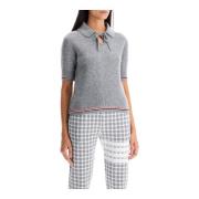 Merino wollen polo met intarsia streep Thom Browne , Gray , Dames